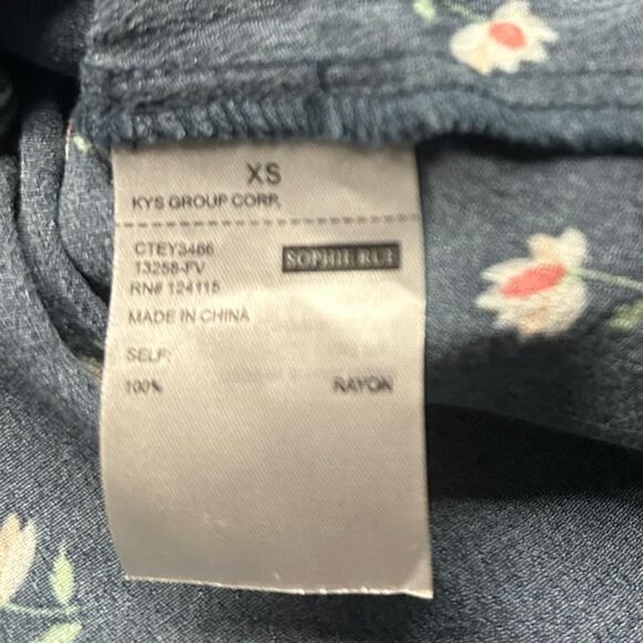 SOPHIE RUE for ANTHROPOLGIE Women’s Blue Floral Wrap Peplum Tank Top XS - Picture 4 of 5